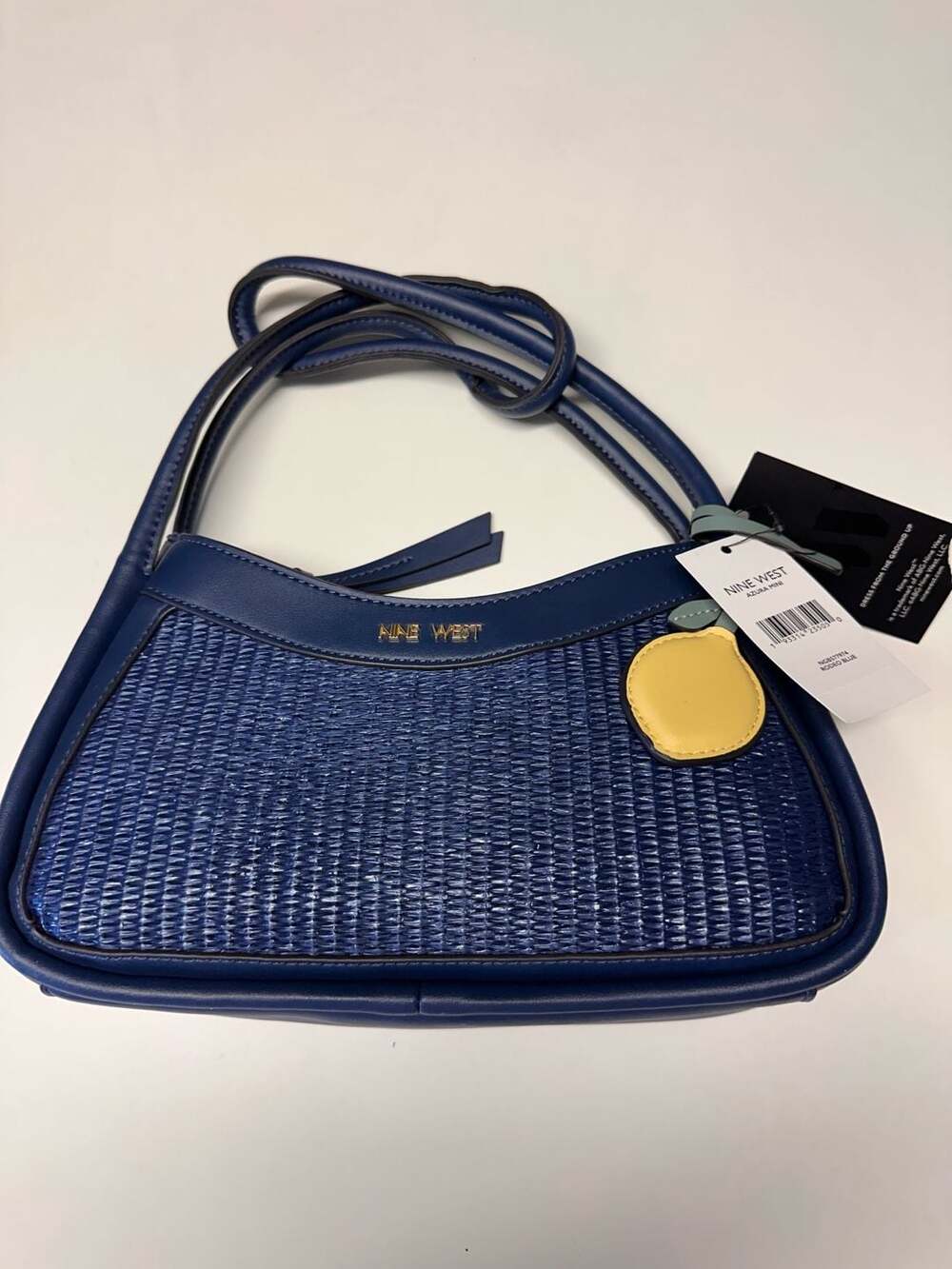 Nine West Azura Mini Blue Straw Hobo Shoulder Bag